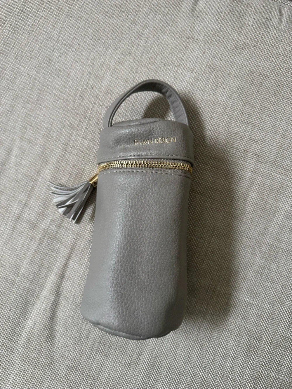 FAWN DESIGN Gray Leather bottle Pouch
